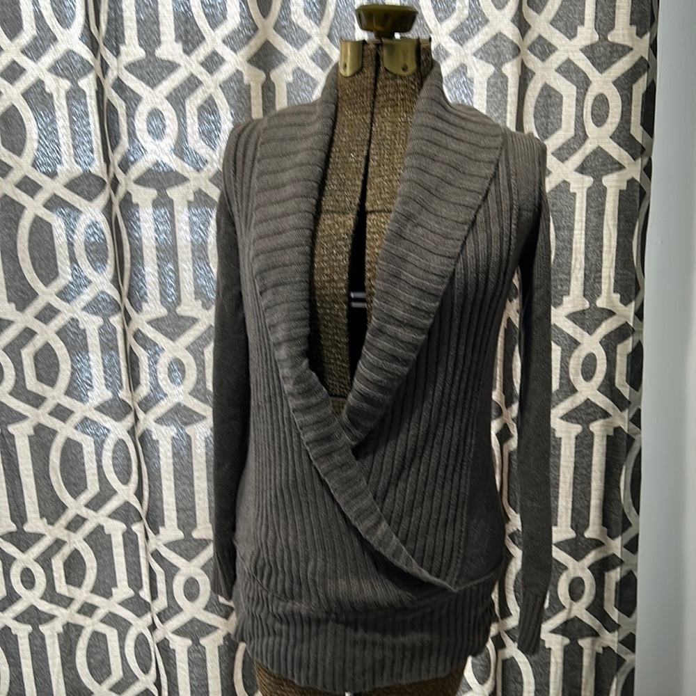 Brown crossover sweater with great details